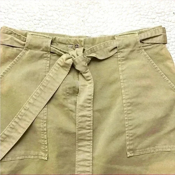 Gap Khaki “Retro” 70’s High Tie Waist Pocket Cotton Round Hem Midi Skirt Size 6 - Picture 3 of 13